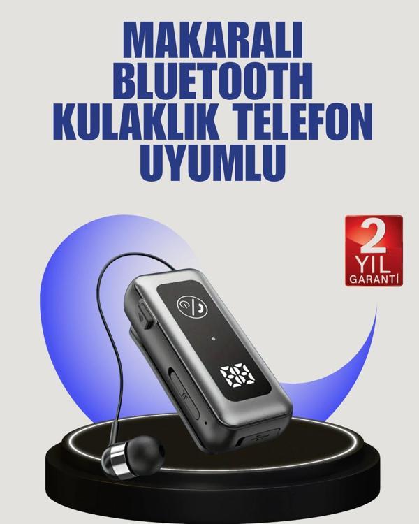 İçi Sarılabilen Kablo ve Yaka Klipsli Bluetooth Kulaklık - Image 1