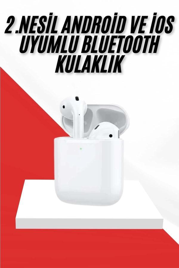 2. Nesil Bluetooth Android ve İOS Uyumlu Kablosuz Kulaklık Çağrı Cevaplama - Image 1