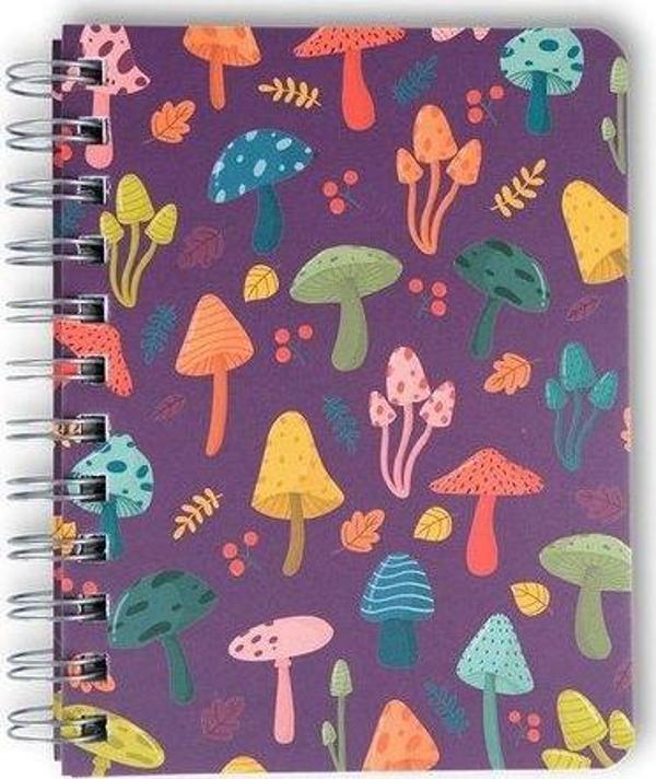 Muus Spiral  purple mushrooms 12x16 Tel Spiral 256 Syf Çizgisiz Butik defter - Image 1