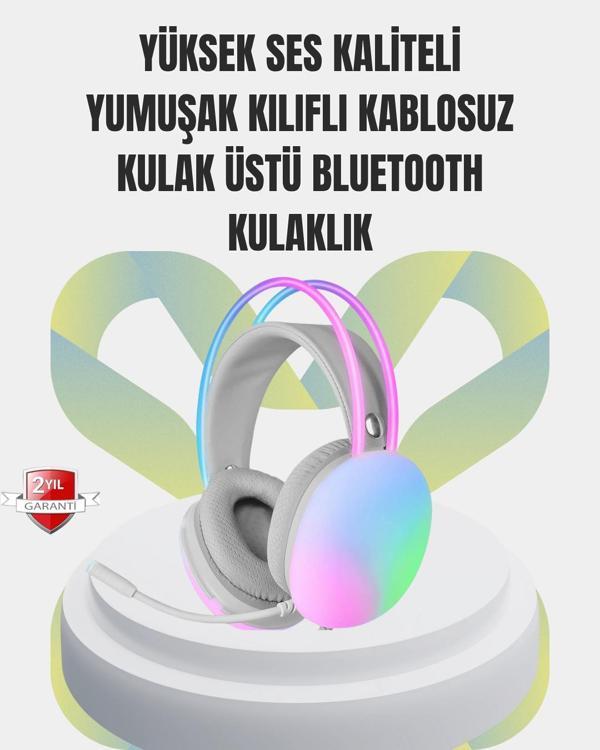 40mm Sürücülü RGB Kablosuz Kulaklık – Oyun ve Müzik için - Image 1