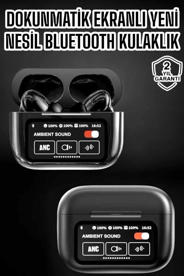 Bluetooth Kulaklık Kablosuz Ekranlı ANC/ENC Destekli Dokunmatik - Image 1