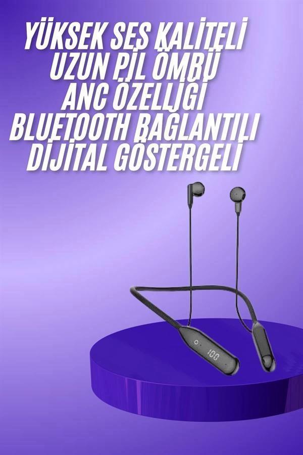 60 Saat Kablolu Boyun Askılı Dijital Göstergeli Bluetooth Kulaklığı - Image 1