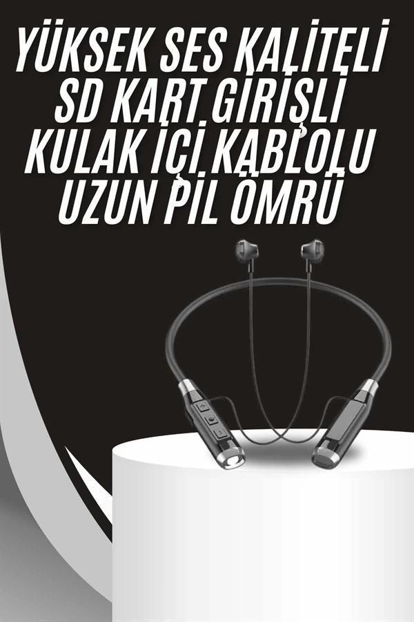 Boyun Bantlı Kulak İçi Kablolu Yüksek Ses Kaliteli Bluetooth Kulaklık - Image 1