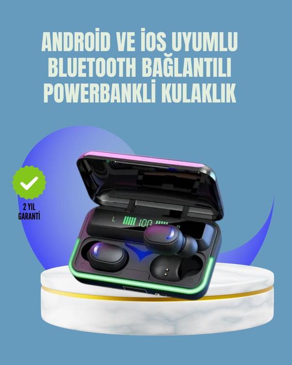 Uzun Pil Ömürlü E10 Powerbank Bluetooth Kulaklık LED Gösterge - Image 1