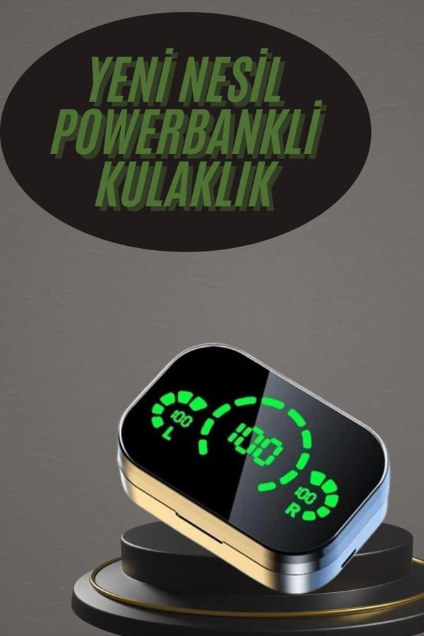 Kablosuz Bluetooth Kulaklık Çift Telefon Destekli Powerbankli Dijital Göstergeli - Image 1