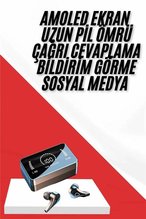 TWS Bluetooth Kulaklık Aynalı Kulaklık Dijital Göstergeli Dokunmatik Kontrol - Image 1