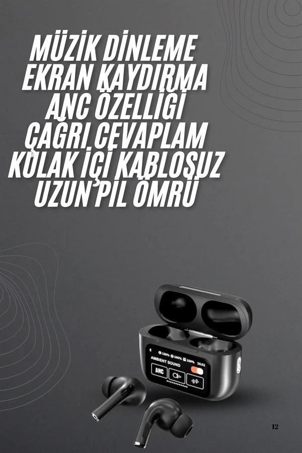 Kulak İçi Bluetooth Kulaklık Ekranlı Müzik Dinleme Çağrı Cevaplama Siyah - Image 1