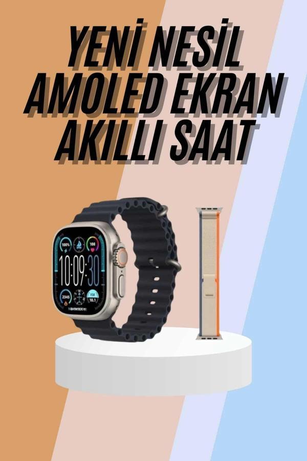 49mm Akıllı Saat Amoled Ekranlı Kadın Erkek Kol Saati Plastik Kordon - Image 1