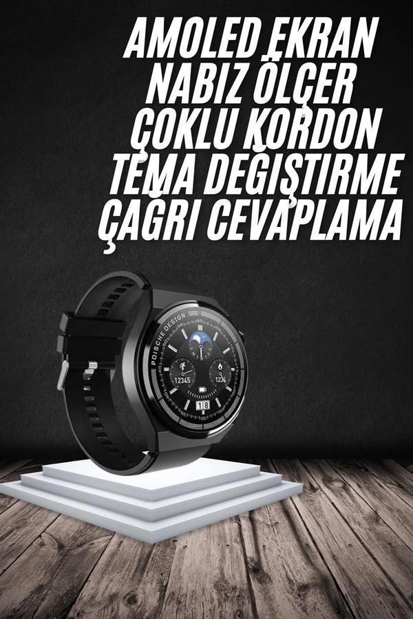 En Çok Tercih Edilen Akıllı Saat Amoled Ekran Nabız Sensörü GPS Uyumlu Adımsayar - Image 1