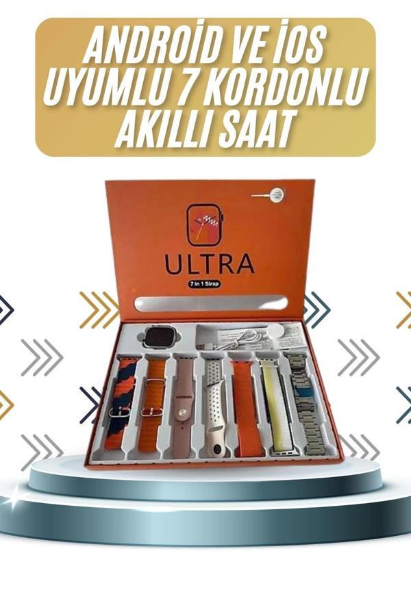 7 Kordonlu Akıllı Saat Plastik Kordon Hasır Kordon Çelik Kordon - Image 1