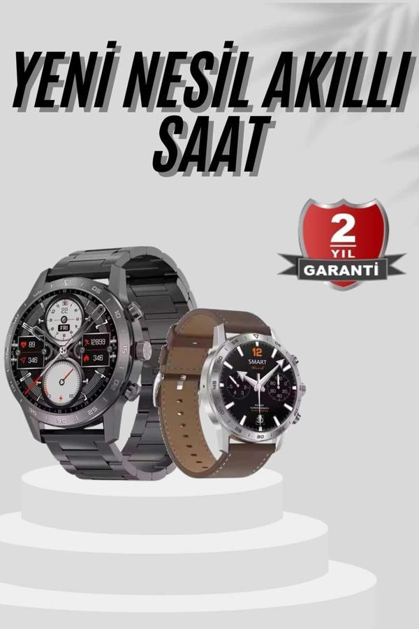 Akıllı Saat Çelik Kordon Çağrı Cevaplama Amoled Ekran Titreşimli Uyku ve Sağlık Takibi - Image 1