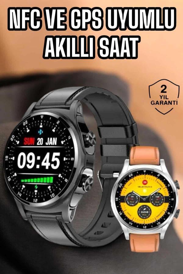 Akıllı Saat Titreşimli Pusula Nabız ve Tansiyon Ölçer NFC Uyumlu - Image 1
