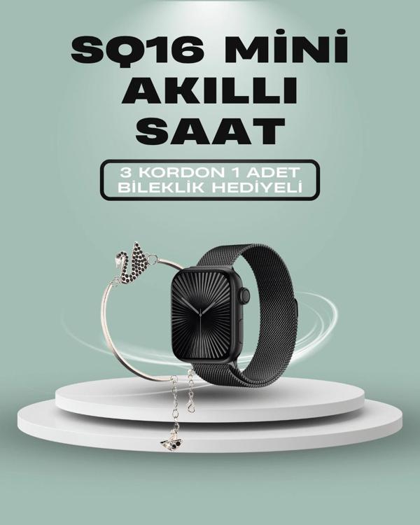 SQ-16 Mini Series 10 Akıllı Saat – 3 Kordon + Hediye Bileklik - Image 1
