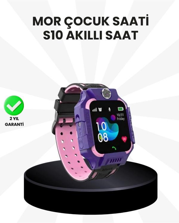 S10 Akıllı Çocuk Saati Mor Model Çift Yönlü Konuşma ve SOS Fonksiyonu - Image 1