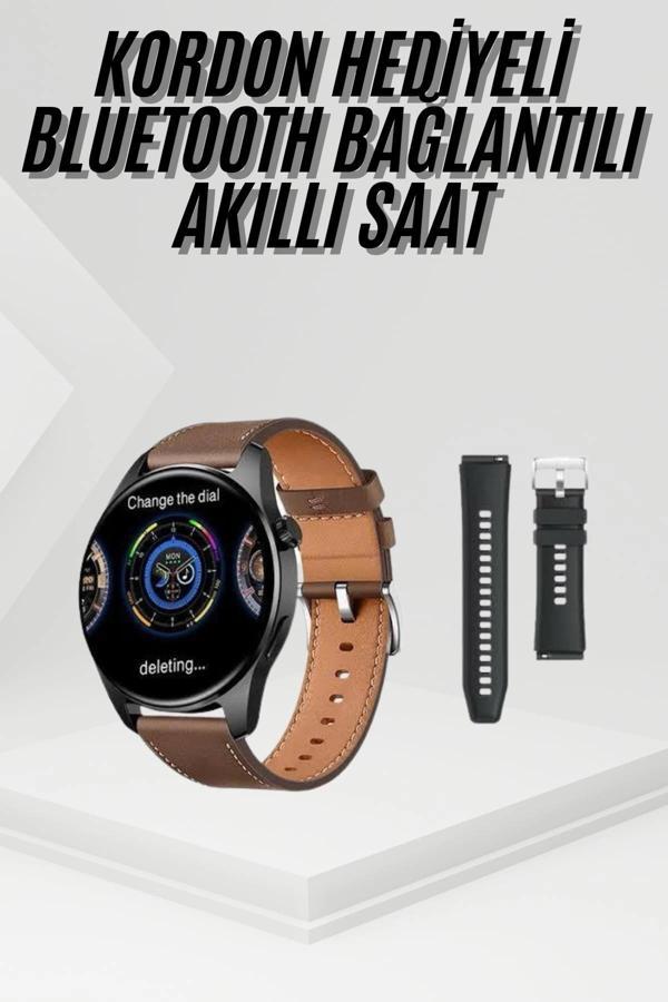 Akıllı Saat Yuvarlak Ekran Sesli Görüşme Özellikli Siyah Akıllı Unisex Kol Saati - Image 1