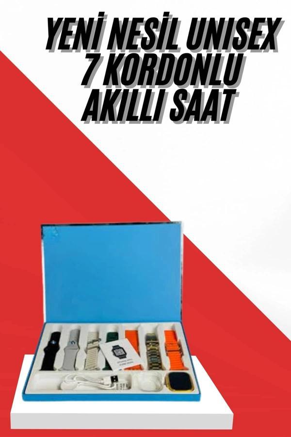 7 Kordonlu Unisex Akıllı Saat Çoklu Kordon Seçeneği Amoled Ekran - Image 1