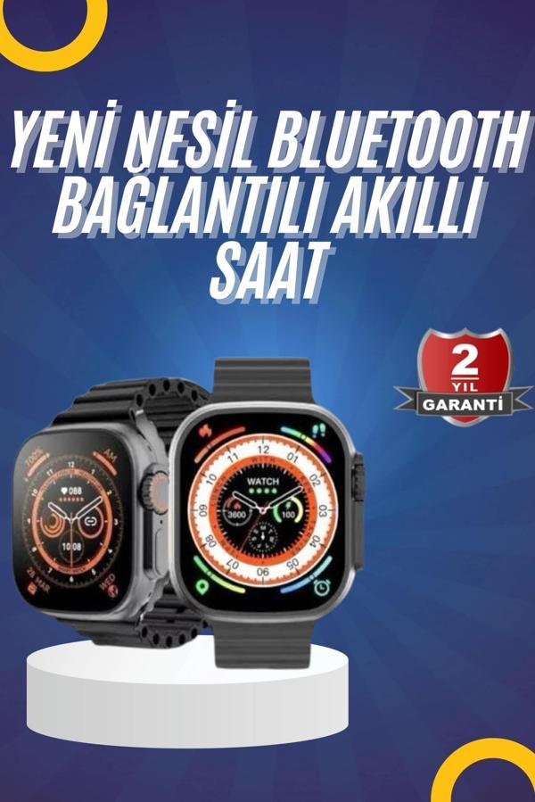 Yeni Model Akıllı Saat Ultra Smart Watch Gümüş Kasa 45mm Titreşim - Image 1
