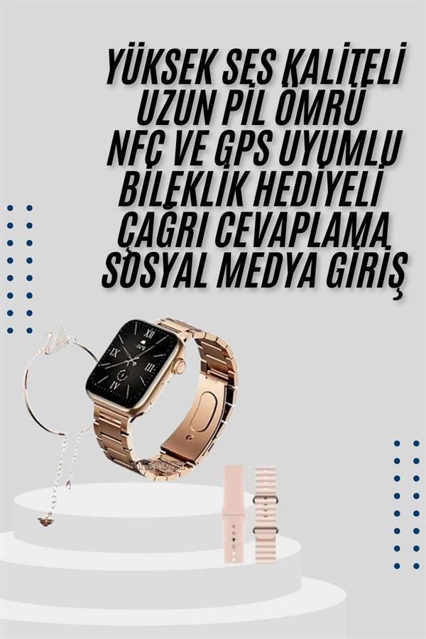 Akıllı Saat 3 Kordonlu Ve Aksesuarlı Bayanlar Için Şık Rose renk - Image 1