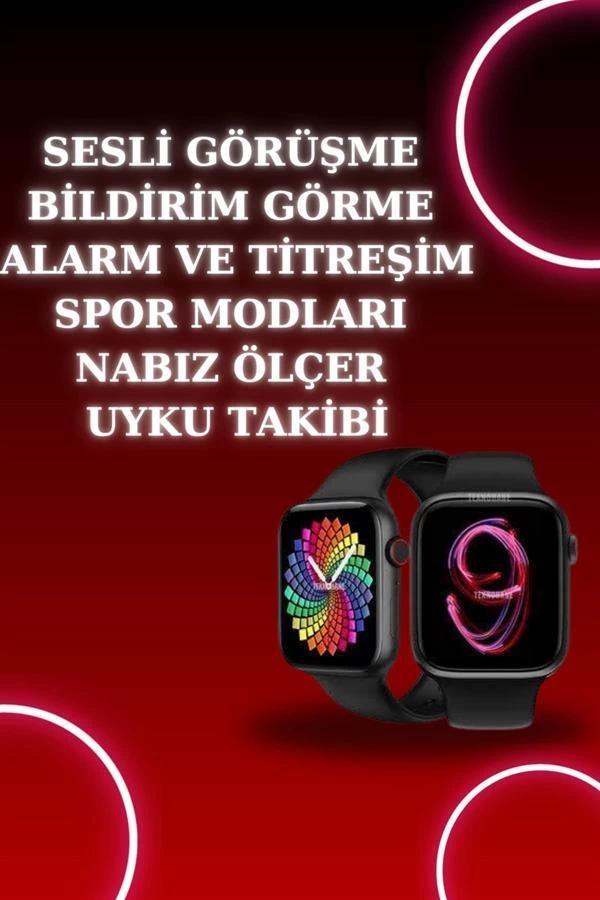 Akıllı Saat Arama Görüşme Bildirim Görme Uyku ve Sağlık Takibi Nabız Ölçer 3 Kordon Hediyeli - Image 1