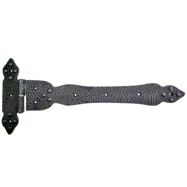 Antika Tarz Dekoratif Pirinç Kuyruklu Yönlü Dövme Menteşe - Battal, Oksit - Image 1