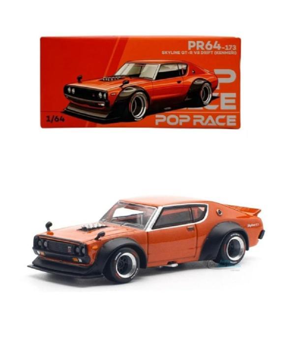 Pop Race 1/64 Nissan Skyline GT-R V8 Drift (Kenmeri) 173 turuncu  - Image 1