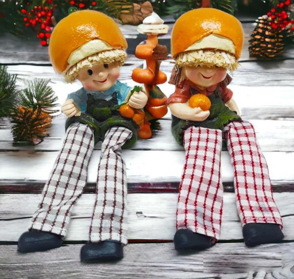 Ayakları Sallanan Portakal Kafalar Biblo Dekoratif Obje Hediyelik Ürün Vitrin Süsü Ev Hediyesi 15 cm - Image 1