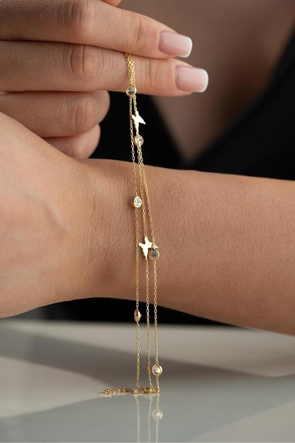 Silvano Jewelry 925 Ayar Gümüş Kelebek Taşlı Bileklik - Image 1
