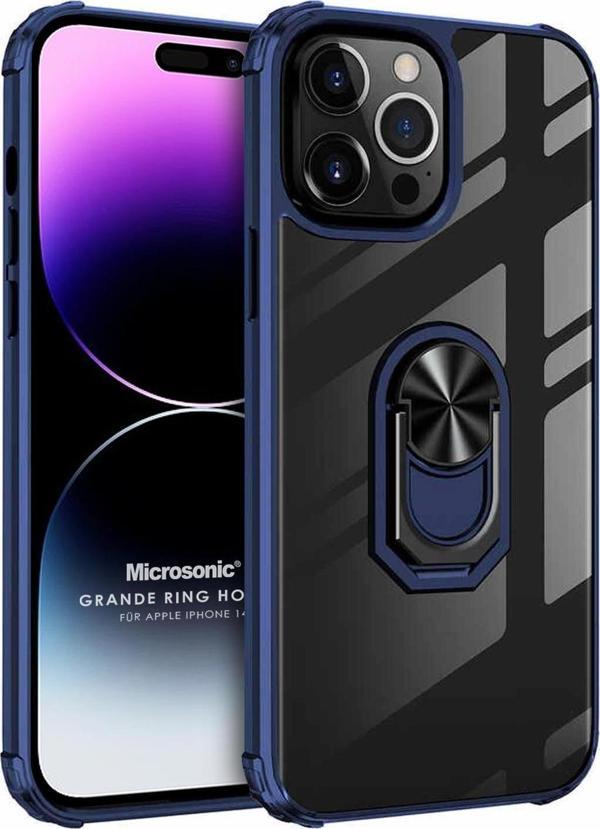 Microsonic Apple iPhone 14 Pro Max Kılıf Grande Clear Ring Holder Lacivert - Image 1