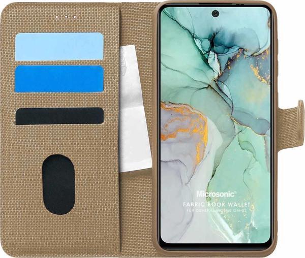 Microsonic General Mobile GM 22 Kılıf Fabric Book Wallet Gold - Image 1