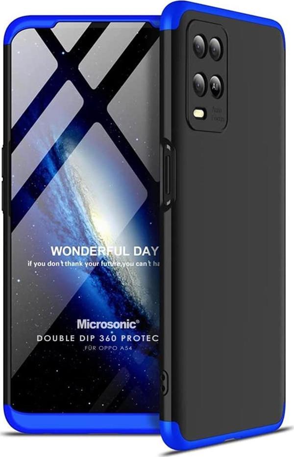 Microsonic Oppo A54 4G Kılıf Double Dip 360 Protective Siyah Mavi - Image 1