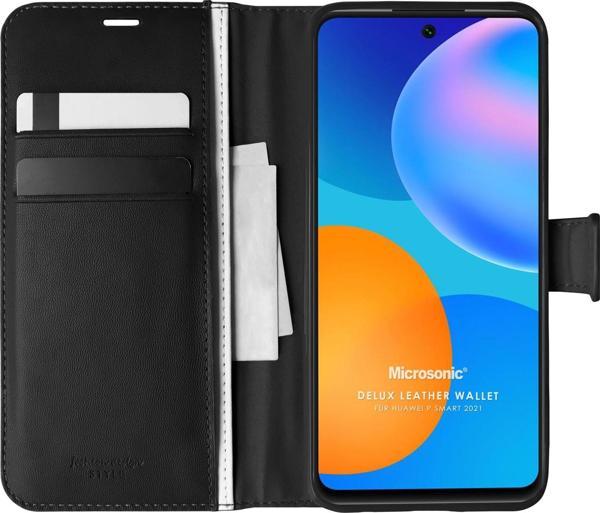 Microsonic Huawei P Smart 2021 Kılıf Delux Leather Wallet Siyah - Image 1