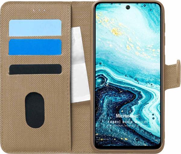 Microsonic General Mobile GM 21 Plus Kılıf Fabric Book Wallet Gold - Image 1
