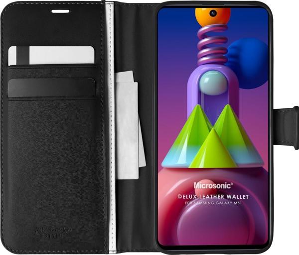 Microsonic Samsung Galaxy M51 Kılıf Delux Leather Wallet Siyah - Image 1