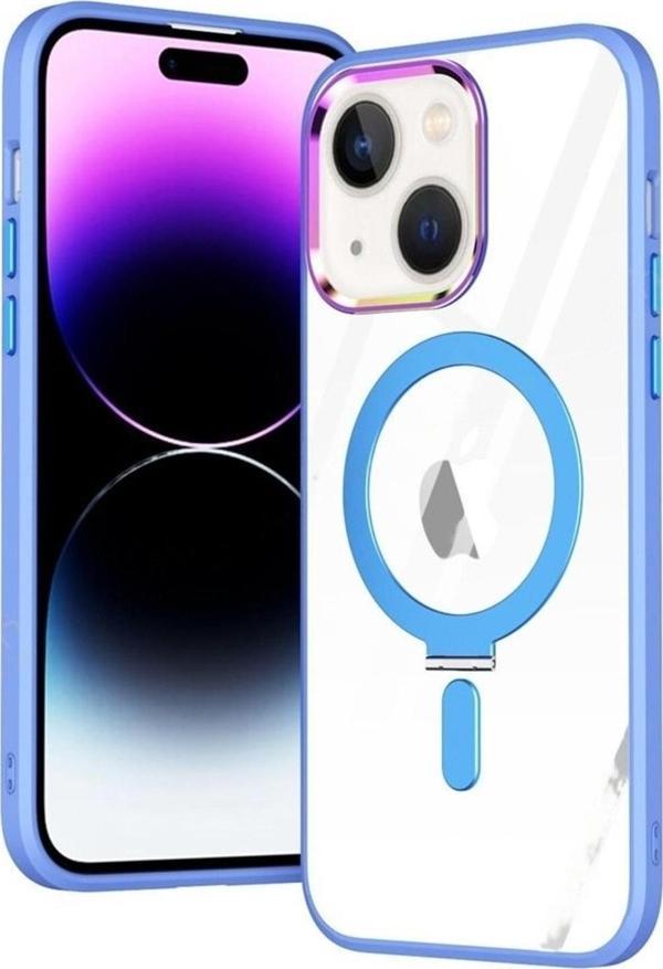 Teknomoda Apple Iphone 14 Plus Kılıf Standlı Magsafe Wireles Kablosuz Şarj Uyumlu Manyetik Renkli Şeffaf Kapak - Image 1