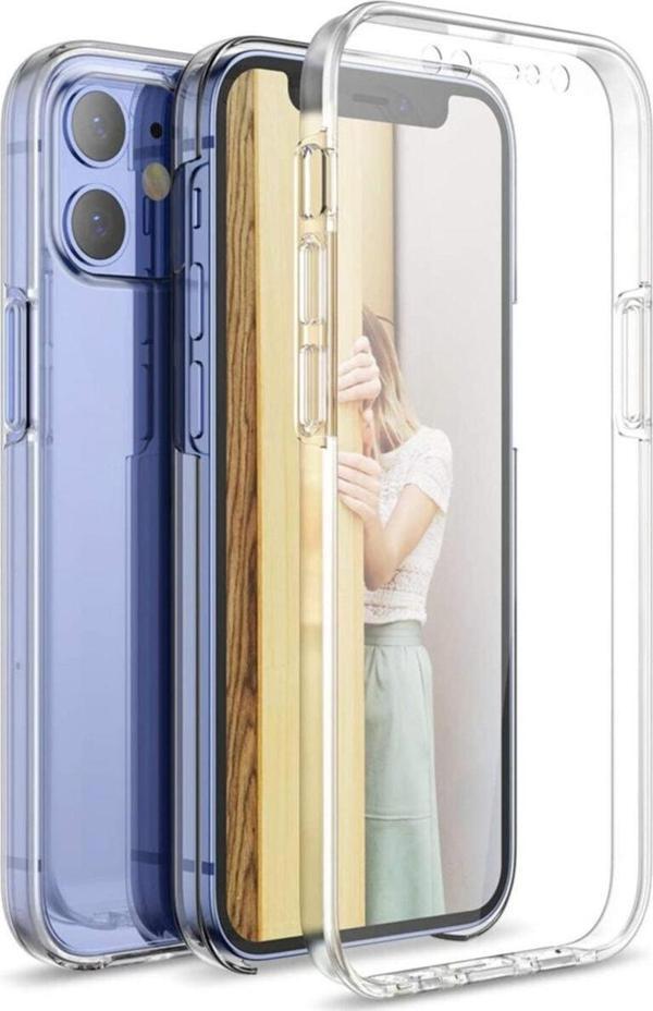 Teknomoda Apple Iphone 12 Mini ( 5.4 Inç ) 360 Kılıf Şeffaf Ön Arka Silikon - Image 1