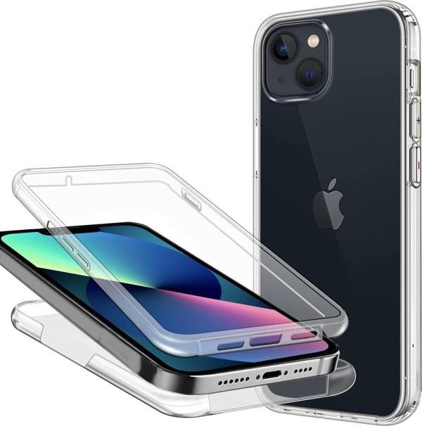 Teknomoda Apple Iphone 13 Mini Kılıf 360 Şeffaf Ön Arka Koruma Silikon - Image 1