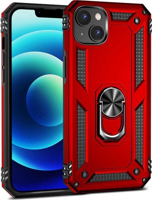 Teknomoda Apple Iphone 13 Mini Kılıf Yüzüklü Standlı Korumalı Tank Kapak - Image 1