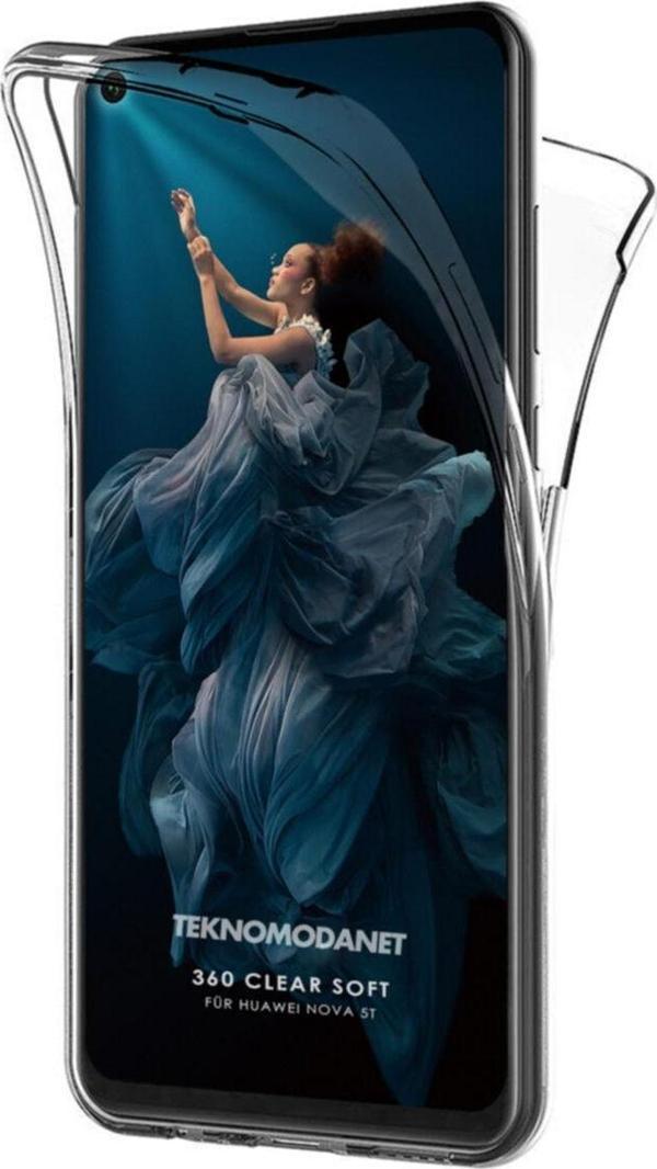 Teknomoda Huawei Nova 5t 360 Derece Kılıf Silikon Şeffaf Ön Arka - Image 1