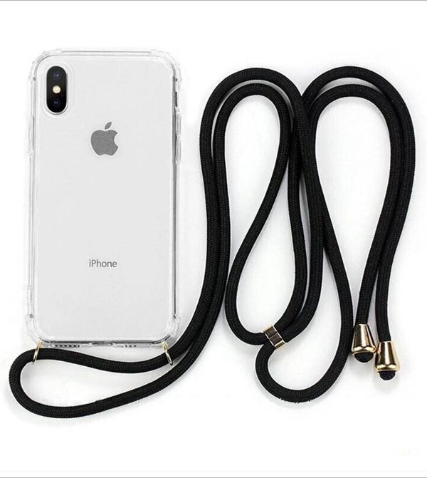Teknomoda Iphone X / Xs Siyah Şeffaf Boyun Omuz Askılı Ipli Kordonlu Kılıf - Image 1
