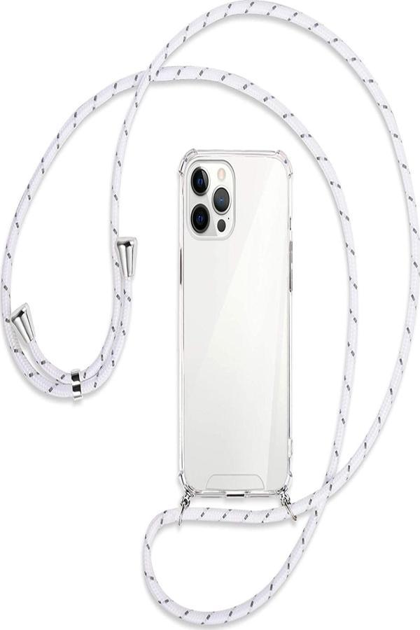 Teknomoda Iphone 12 Pro (6.1 Inç) Kadın Şeffaf Boyun - Omuz Askılı Köşe Korumalı Ipli Silikon Kılıf - Image 1