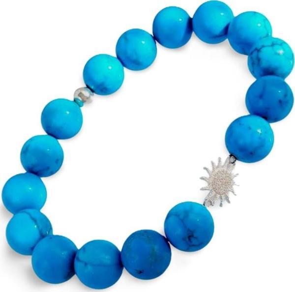 Luna Luster Gümüş Firuze Turkuaz Doğal Taşlı Güneş Tasarım Kadın Gümüş Bileklik - Image 1