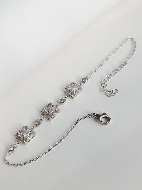 Luna Luster Gümüş Baget Üçlü Tasarım Kadın Bileklik Doğum Günü Hediye - Image 1