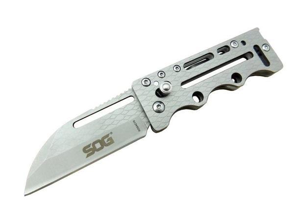 SOG AC78 Gri Yaprak Kamp Çakı 14,5 cm - Metal Sap, Kılıflı - Image 1