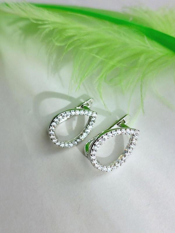 Luna Luster 18 Ayar Altın Kaplama Kafes Damla Tasarım Pırıltılı Kadın Gümüş Küpe Doğum Günü Hediye - Image 1