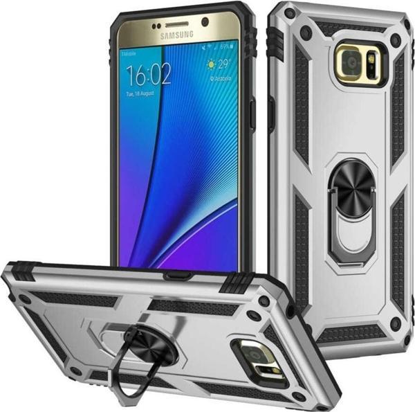 Teknomoda Samsung Galaxy Note 5 Kılıf Yüzüklü Standlı Korumalı Tank Kapak - Image 1