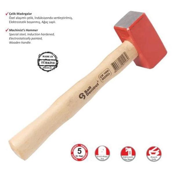 Çelik Madırga 1000 Gr - Ahşap Saplı - Image 1