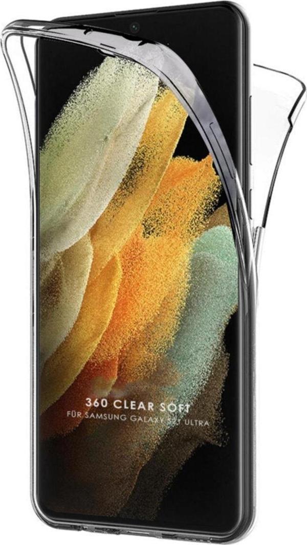 Teknomoda Samsung Galaxy S21 Ultra Kılıf 360 Şeffaf Ön Arka Koruma Silikon - Image 1