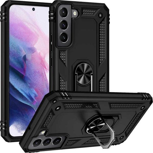 Teknomoda Samsung Galaxy S22 Kılıf Yüzüklü Standlı Korumalı Tank Kapak - Image 1