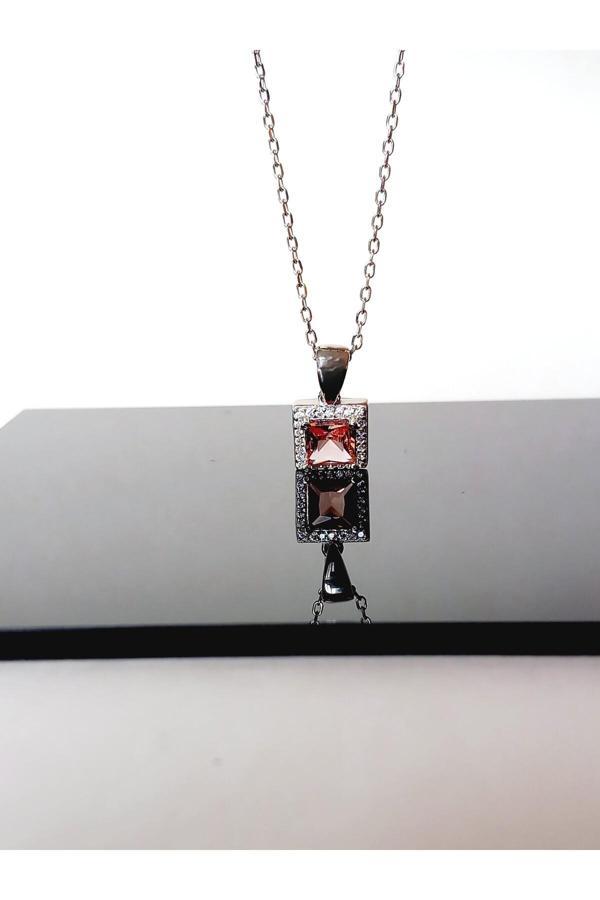 Luna Luster 18 Ayar Altın Kaplama Sultan Zultanit Zirkon Doğal Taşlı Kare Tasarım Kadın Gümüş Kolye - Image 1