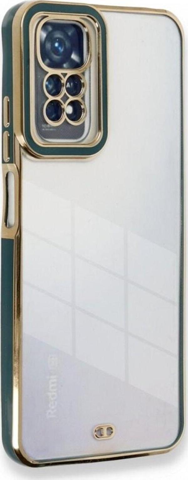 Teknomoda Xiaomi Redmi Note 11 Uyumlu Kılıf Kamera Lens Korumalı Kenarları Renkli Gold Arkası Şeffaf Silikon - Image 1